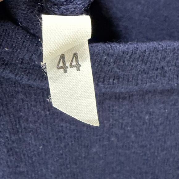 Meimeij Mixed Media Tunic Sweater M Navy Blue Wool Blend Layered Hem Top Luxury - Picture 14 of 16